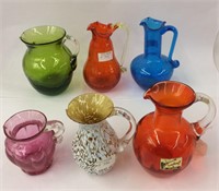 6 Group Of Mid Century Ohio Valley Glass Pitchers