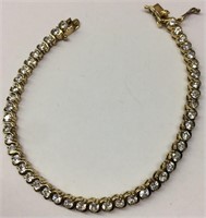 Sterling Goldwash Bracelet With Clear Stones