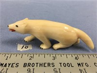 Wolf 4.25" long carved ivory by Peter Mayac, one o
