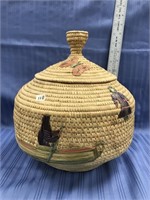 Hooper Bay grass basket, large, 11.5" tall, natura