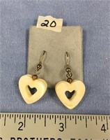 Beautiful pair of ivory heart earrings           (