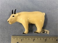 3" Walrus ivory mountain goat by Peter Mayac, only
