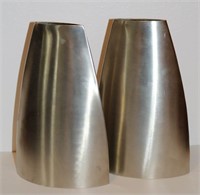 (2) Stainless Steel Modern Vases