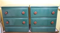 Pair of Green Painted Night Stands