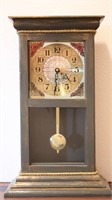 Decal Painted Wood  Mantle Clock