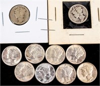 Coin 10 Silver Mercury Dimes Nice!