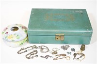 Jewelry Box with Sterling Bracelets and Misc.