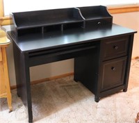 Black Wood 3-Drawer Computer Desk