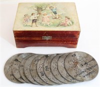 Antique German Polyphon Disc Music Box & 11 Discs