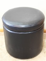 Round Faux Leather Foot Stool with Storage