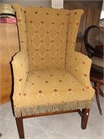 GEORGE III STYLE MAHOGANY WING BACK CHAIR