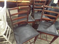 FOUR MATCHING WOOD FOLDING CHAIRS W/ LEATHER SEATS