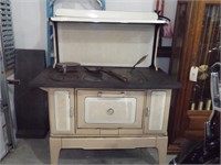 SALMON COLORED ANTIQUE WOOD COOK STOVE