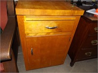 BUTCHER BLOCK CABINET W/ PULL-OUT CUPBOARD