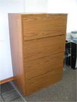 4 Drawer Oak Finish Lateral File Cabinet 21 x 36