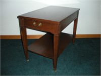 Brown Cherry Finish End Table Single Drawer 17 x