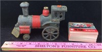 Cast Iron Locomotive and Fire Truck Cards