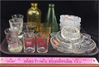 Shot Glasses, Small Bottles, Glass Coasters, Tray