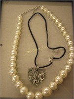 Moon Charm Necklace & Fake Pearl Necklace