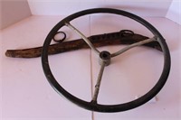 Vintage Steering Wheel and Antique Tack