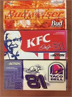 Budweiser, KFC, and Taco Bell collectible cars