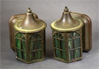 Copper Arts & Crafts Green Slag Glass