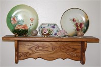Hand Painted German Plates, Vases & Oak Wall