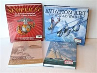 (4) Books- Aviation Art, Marines, The Schooner