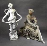 Pair Spelter Classical Figures