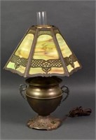 Lamp with Slag Glass Shade