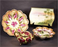 Two Pcs Nippon Porcelain Desert Scene Tray