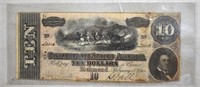 1864 Confederare Ten Dollar Note