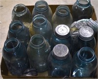 Twelve Half Gallon Blue Jars