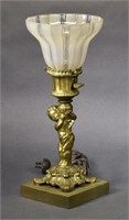 Spelter Lamp of a Cherub