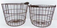 (2) Vintage Wire Potato Baskets (1 w/Coil Handle)