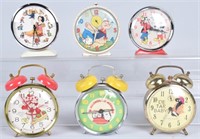 6-CHARACTER ALARM CLOCKS, POPEYE and MORE