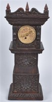 BLACK FOREST MINIATURE CARVED GRANDFATHER CLOCK