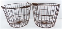 (2) Vintage Wire Potato Baskets w/Coil Handles