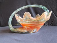 Murano Glass Swan Bowl - Orange