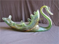 Murano Glass Swan Bowl - multi color w/green