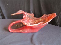 Murano Glass Swan Bowl - Red