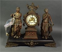 Ansonia Double Sculpture Shelf Clock