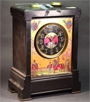 French Marble Shelf Clock With Painted Front