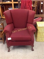 VINTAGE CRANBERRY WINGBACK CHAIR