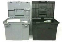 (2) Plastic File Boxes w/ Vet Supplies