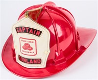 Vintage Red Captain Cairns Fire Helmet State Farm
