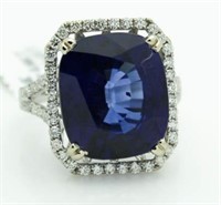 14kt Gold 15.22 ct Sapphire & Diamond Ring