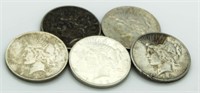 (5) 1923 Silver Peace Dollars