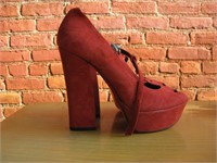 OSEY RED HIGH HEEL PLATFORM SHOES Italian Size 7