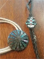 2 bolo ties one is abalone